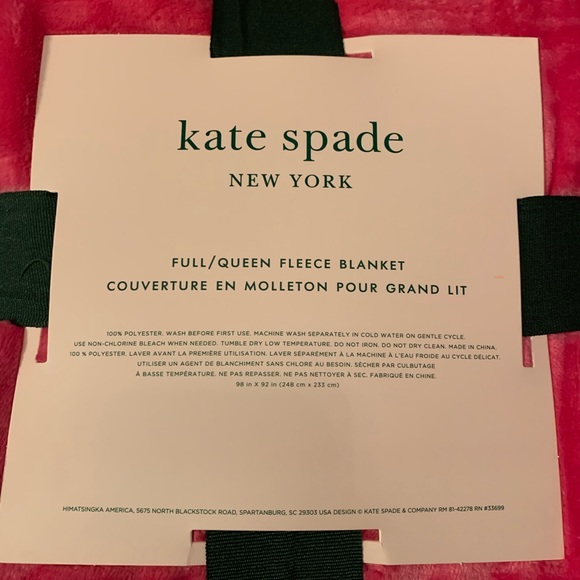 Kate Spade Full/Queen Hot Pink Fleece Blanket - Picture 3 of 4